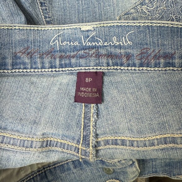 Gloria Vanderbilt Amanda Skimmer Denim Capri Jeans 8 Petite Embroidered Pockets - Picture 4 of 10